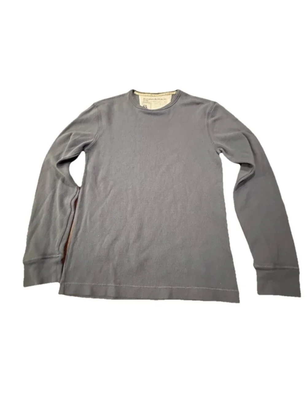 Banana Republic Thermal Shirt Mens Small Blue Long Sleeve Ribbed Waffle Knit